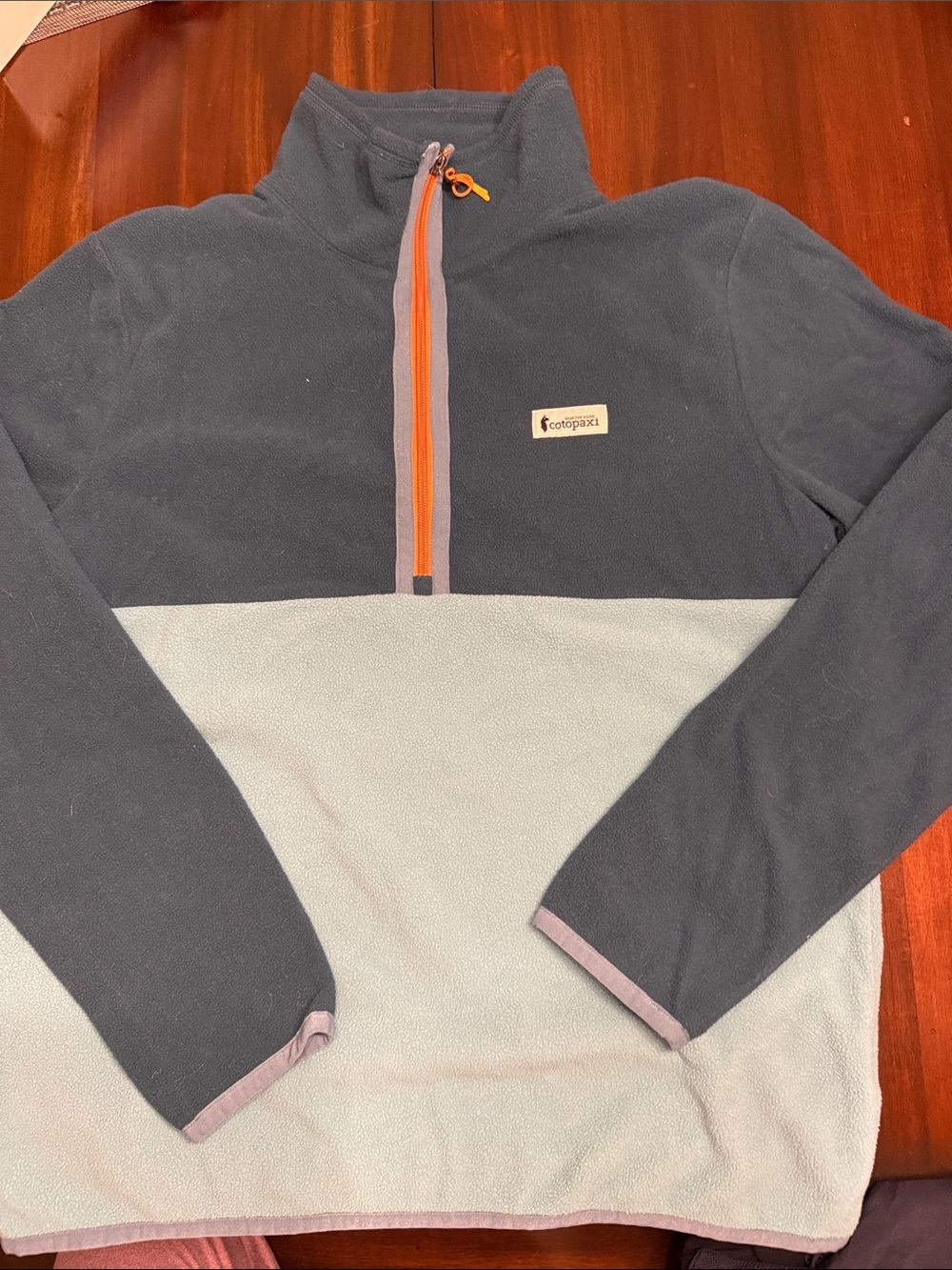 cotopaxi Two-Tone Fleece Pullover – Charcoal, Light Gray & Orange Trim